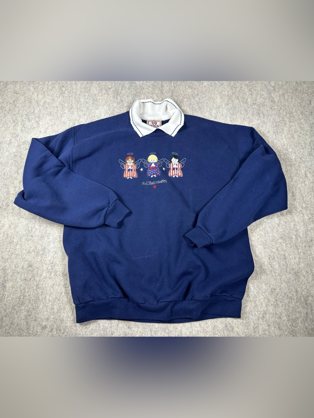 Vintage Top Stitch by Morning Sun Patriotic Angel Sweatshirt – God Bless America